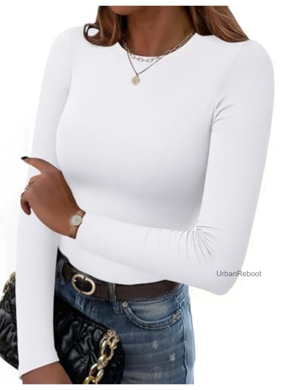 Slim Fit Crewneck Long Sleeve T-Shirt Stretch Basic Tee